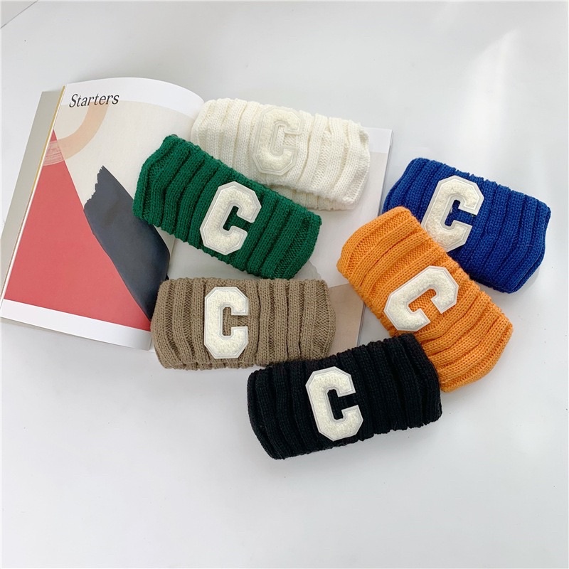 Băng đô len thêu chữ C năng động cá tính phong cách Hàn Quốc dành cho nữ