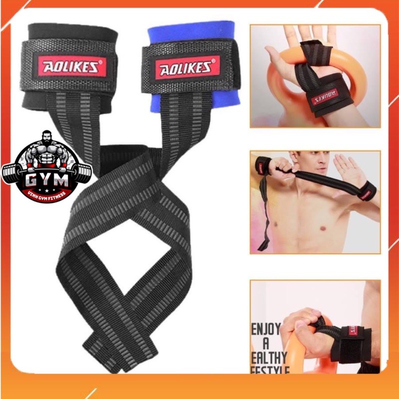 Dây kéo lưng kết hợp quấn cổ tay cao cấp Dây kéo Lưng Lifting Straps hỗ trợ tập thể hình, Tập Gym AOLIKES DKL- 1111