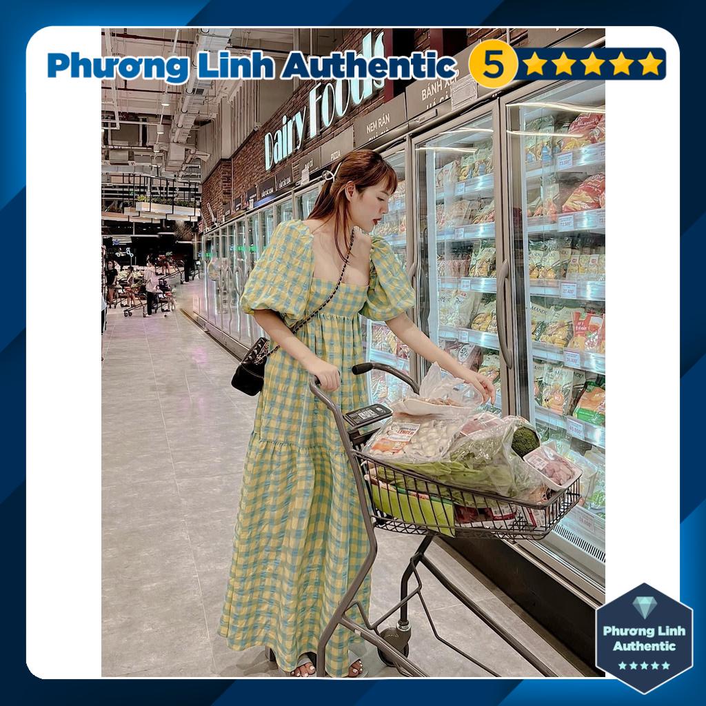 Váy kẻ cổ vuông dáng dài Zara Auth New Tag có sẵn 4688/314 4688314