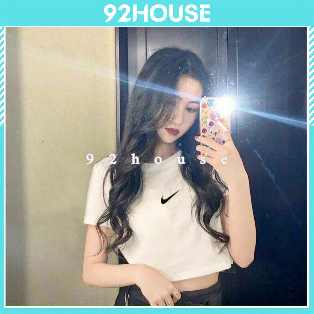 Áo croptop nữ tay ngắn thêu dấu tích / Áo crt phong cách Hàn Quốc