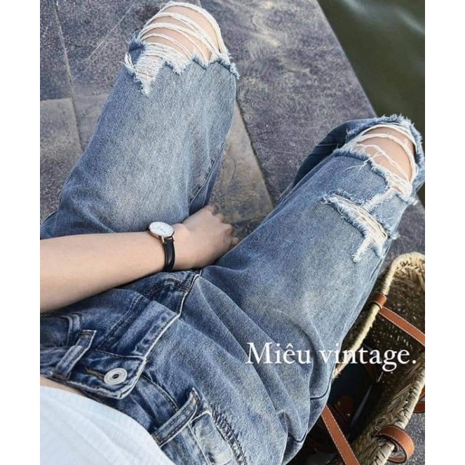 Quần jeans suông rách hàng QCL1