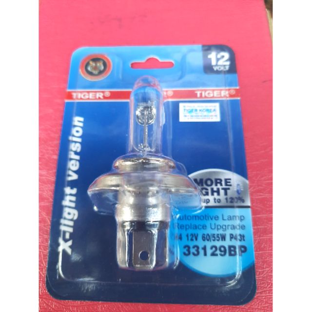 Bóng đèn H4 Tiger 12v60/55w tăng sáng 120%