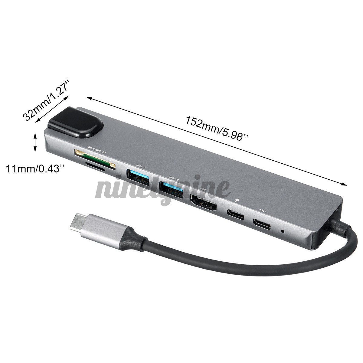 Bộ Chuyển Đổi Nhiều Cổng Usb-C Hub Sang 4k Hdmi Usb 3.0 Aux Cho Macbook Pro Air