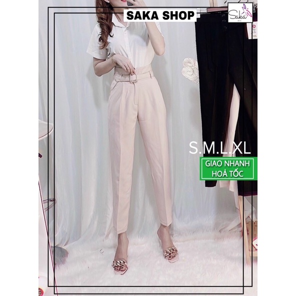 Quần tây nữ công sở có kèm dây nịt khoá sắt vải dày