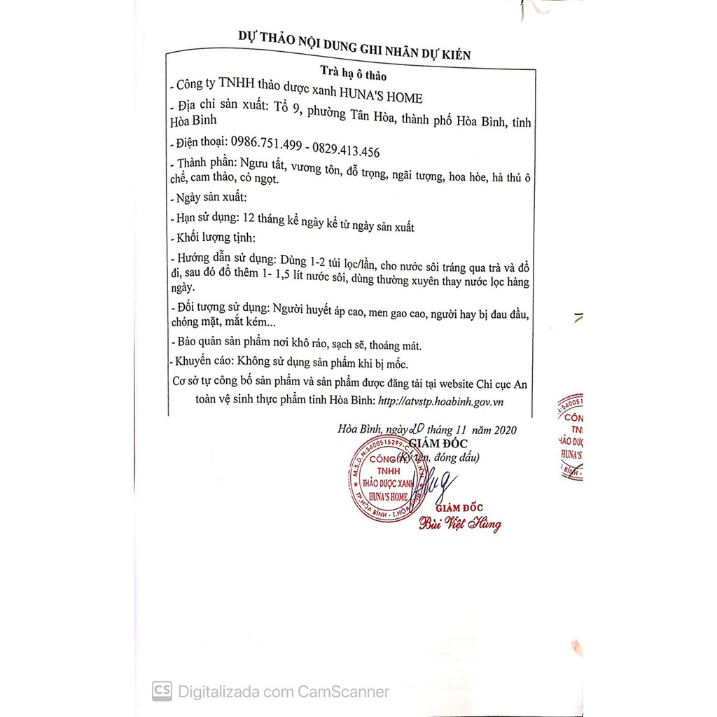 Trà Hạ Ô Thảo Huna's Home - trà thảo dược hỗ trợ ổn định huyết áp