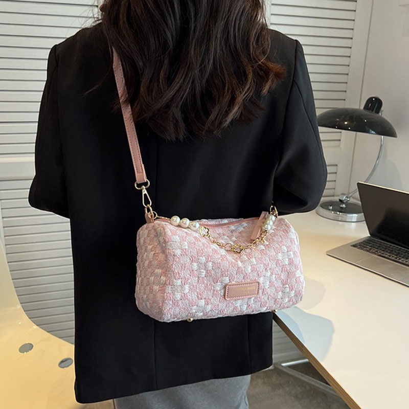 Túi đeo chéo IELGY cỡ nhỏ họa tiết sọc caro thời trang dễ phối đồ dành cho nữ