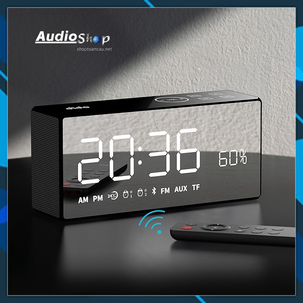 Loa bluetooth FM - Thẻ TF SD - Remote điều khiền từ xa - AUX 3.5mm - hiển thị % pin - đồng hồ Led - model dido x9.