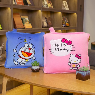 Gối ôm dày, chăn, xe ô tô, xe ô tô Doraemon, Xe Mùa Đông, gối tựa văn phòng ngủ trưa, gấp điều hòa không khí