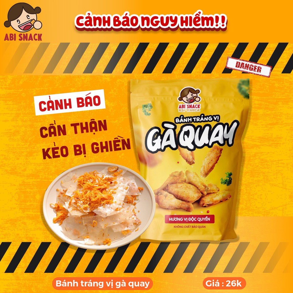 BÁNH TRÁNG VỊ GÀ QUAY ABI SNACK MIX KHÔ GÀ BƠ TỎI THƠM NGON