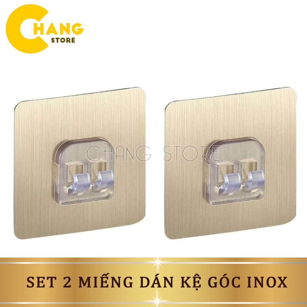 Set 2 miếng dán kệ góc inox 304 treo gắn góc tường tiện lợi