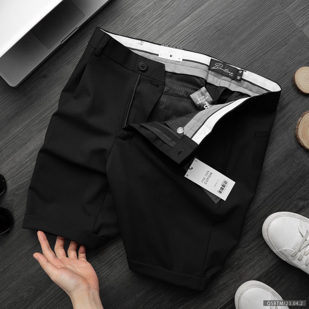 Quần short nam dáng âu Bentino chất tuypxi mịn đẹp, phong cách hàn quốc 23042