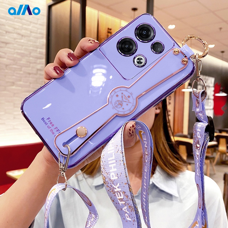 Ốp Điện Thoại Mạ Điện Chống Sốc Có Dây Đeo Cho oppo a79 a98 5g reno8 pro 5g 4g reno8 z 5g a77 4g