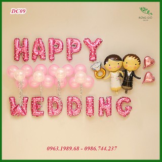 Set bóng trang trí phòng cưới ,set bóng happy wedding mã dc09