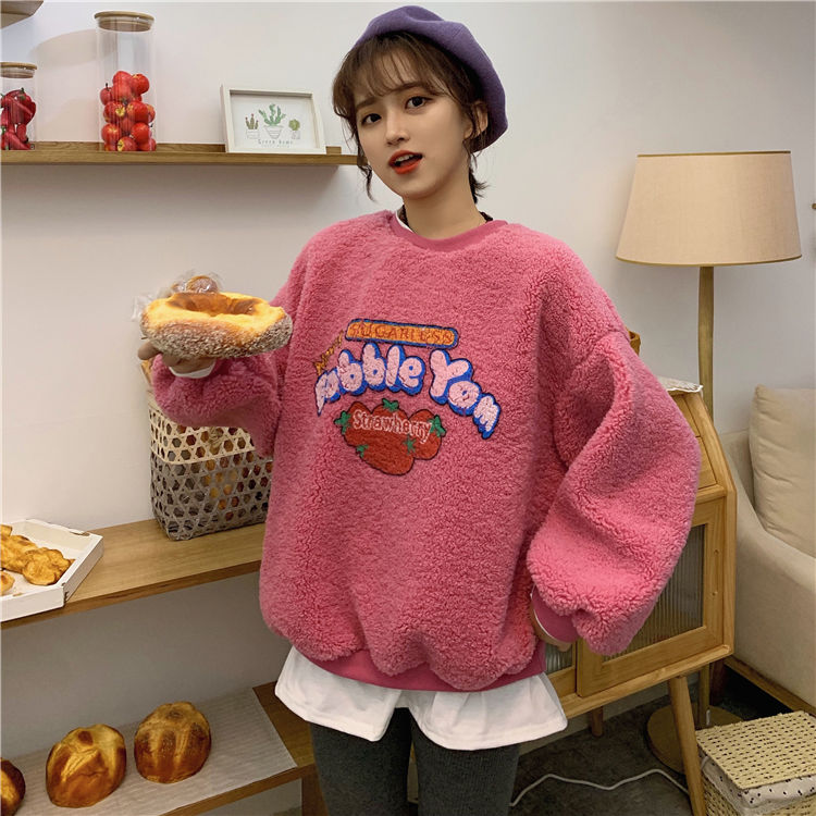 Áo sweater tay dài dáng rộng thời trang mùa thu cho nữ