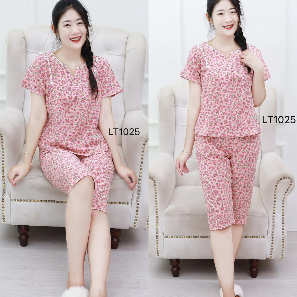 [BunnySky] Quần áo nữ mặc nhà, Đồ bộ mặc nhà lửng cổ V đẹp hết ý