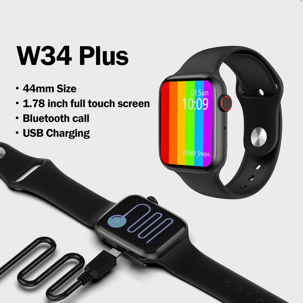 Đồng Hồ Thông Minh Finow 2021 Iwatch W34 Plus Series 5 1.75 Inch Hỗ Trợ Theo Dõi Nhịp Tim Cho Android Ios