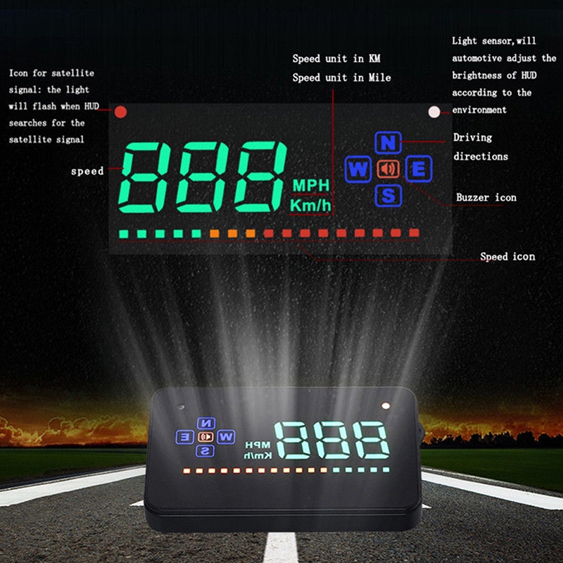 [IN2VN]GPS Speedometer HUD Head Up Display Car Overspeed Tired Warning Alarm