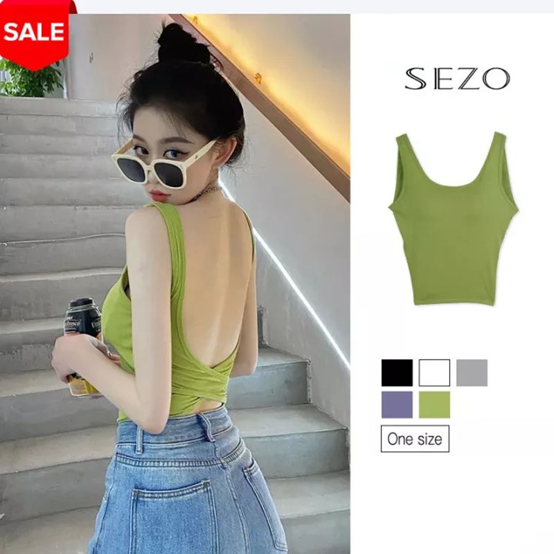 SEZO Áo tank top Có Mút Đệm Ngực Phong Cách Hàn Quốc Gợi Cảm Cho Nữ crop top