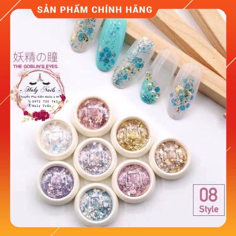 Set Nhũ kim tuyến 8 hủ trang trí móng, nhũ vẩy cá