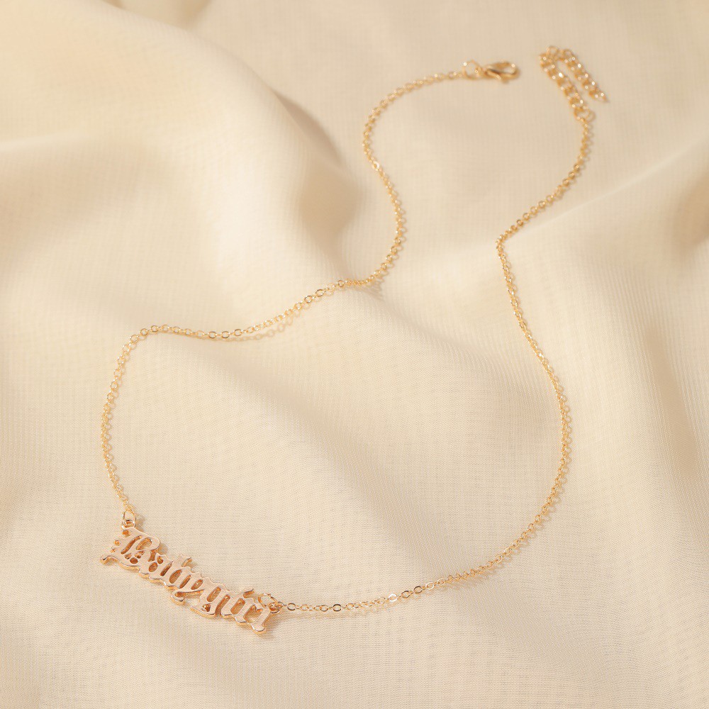 Dây chuyền in chữ Babygirl phong cách Hàn Quốc đơn giản