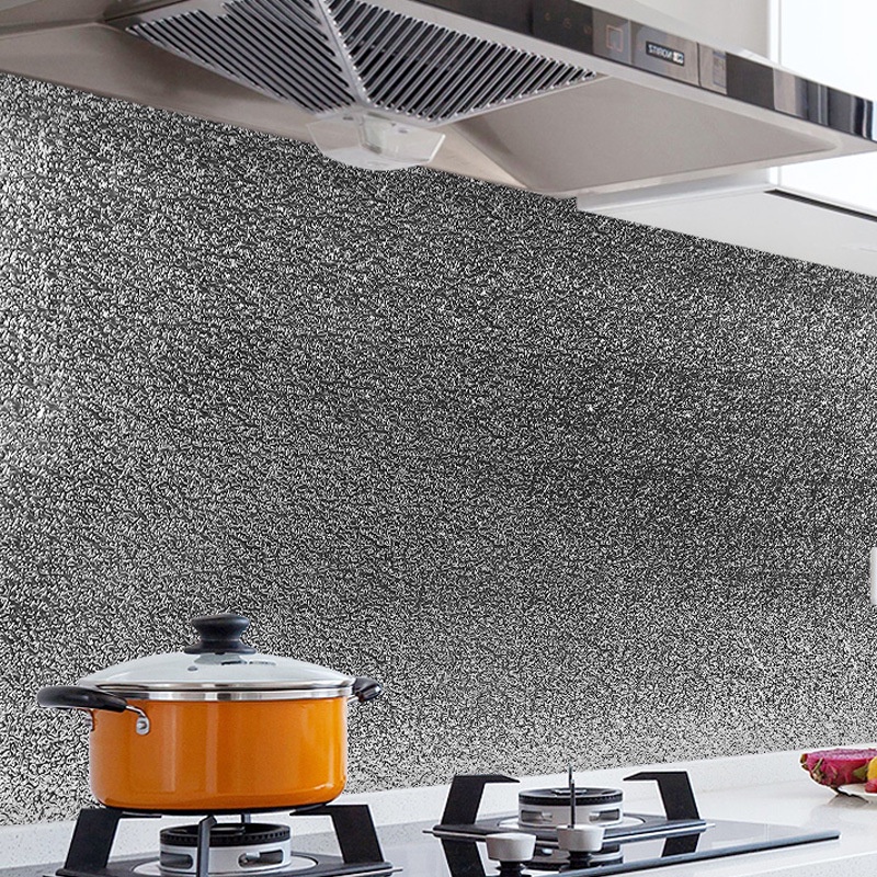 Cuộn 2m DECAL BẠC dán bếp chống thấm tiện lợi ( loại nhăn 2m* 60cm)