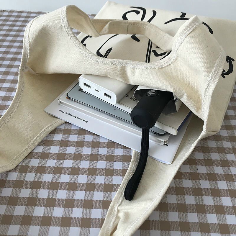 Túi tote vải canvas liền thân đeo vai đựng đồ đi học đi chơi thời trang
