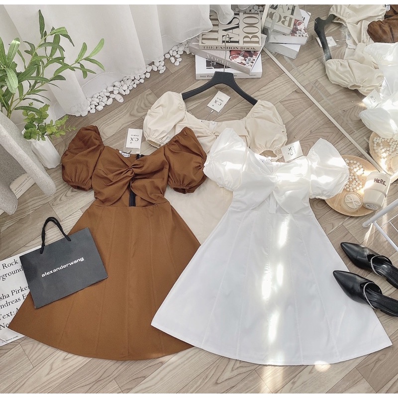 Váy Thô Xoắn Ngực Dáng Ngắn Xoè Hàng 2 Lớp 3 Màu Siêu Xinh