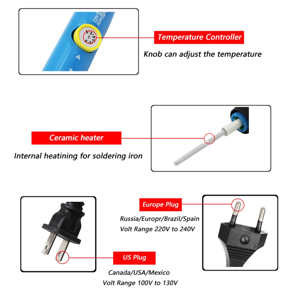 14 pcs 60W-220V  adjustable temperature LCD electric soldering iron welding tool pump electric soldering iron
