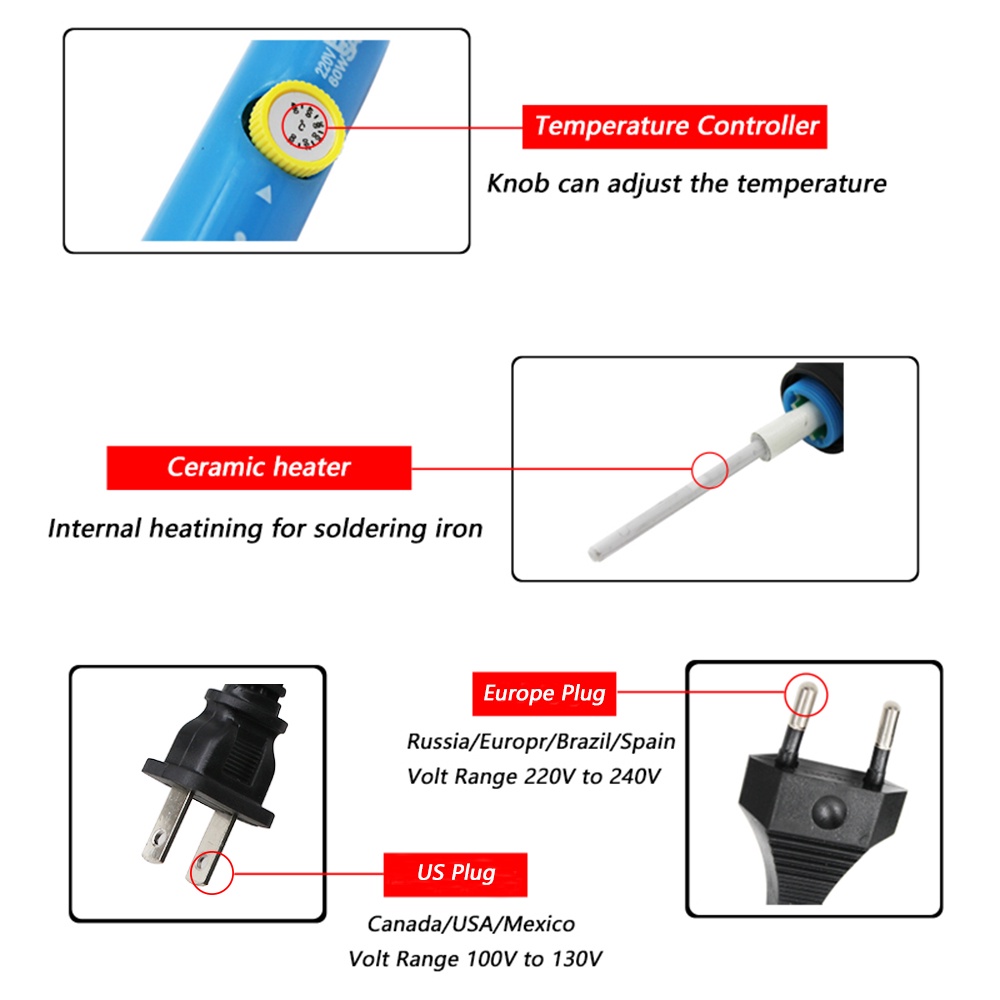 11 pcs 60W-220V  adjustable temperature LCD electric soldering iron welding tool pump electric soldering iron