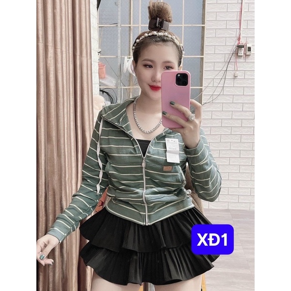 Áo Khoác Thun Nữ Có Túi Viền Sọc -Có Nón Chống Nắng Tay Dài | BigBuy360 - bigbuy360.vn