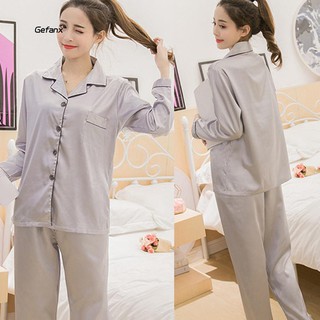 Set đồ pijama lụa màu trơn thời trang cho nữ