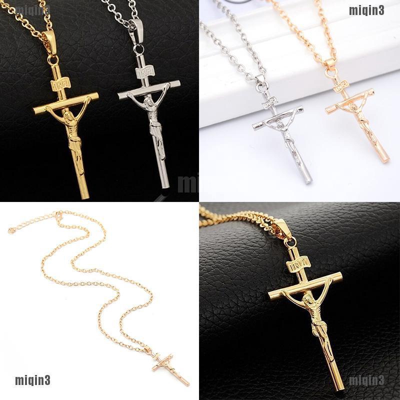 {MQ3}Dây chuyền Unisex mạ bạc hình thánh giá chúa Jesus