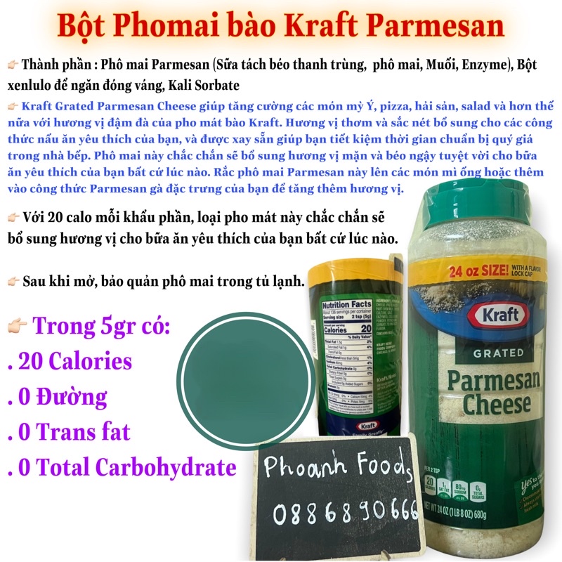 Bột Phomai bào  ăn kiêng Kraft Parmesan
