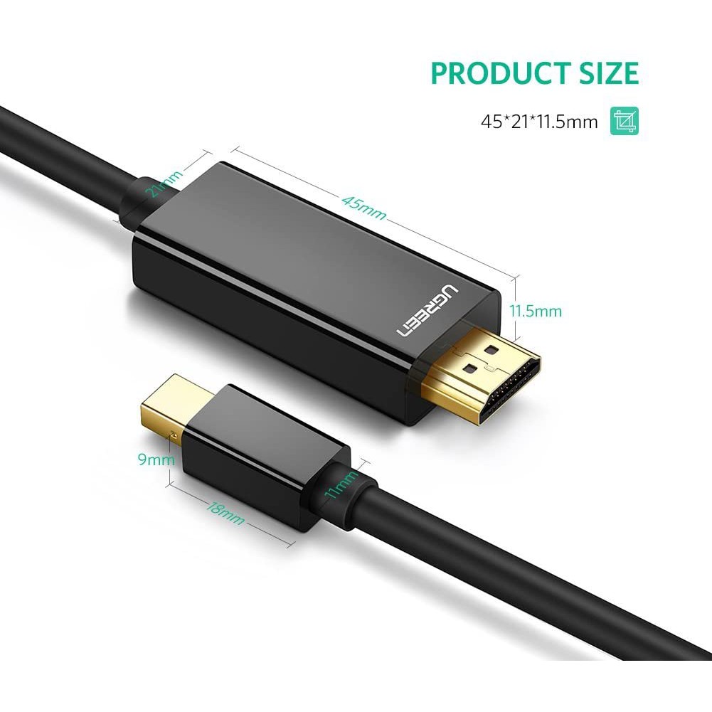 Cáp chuyển đổi mini DisplayPort sang HDMI Dài 2M UGREEN MD101 10435 - Hàng phân phối chính hãng - Bảo hành 18 tháng