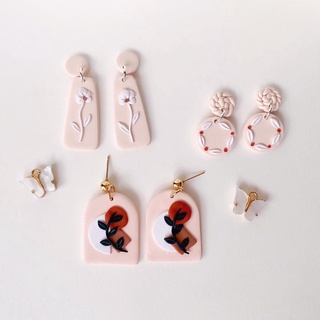 Khuyên tai đất sét handmade, khuyên tai thủ công, khuyên polymer clay, phụ kiện xinh, quà tặng vintage, khuyên tai xinh