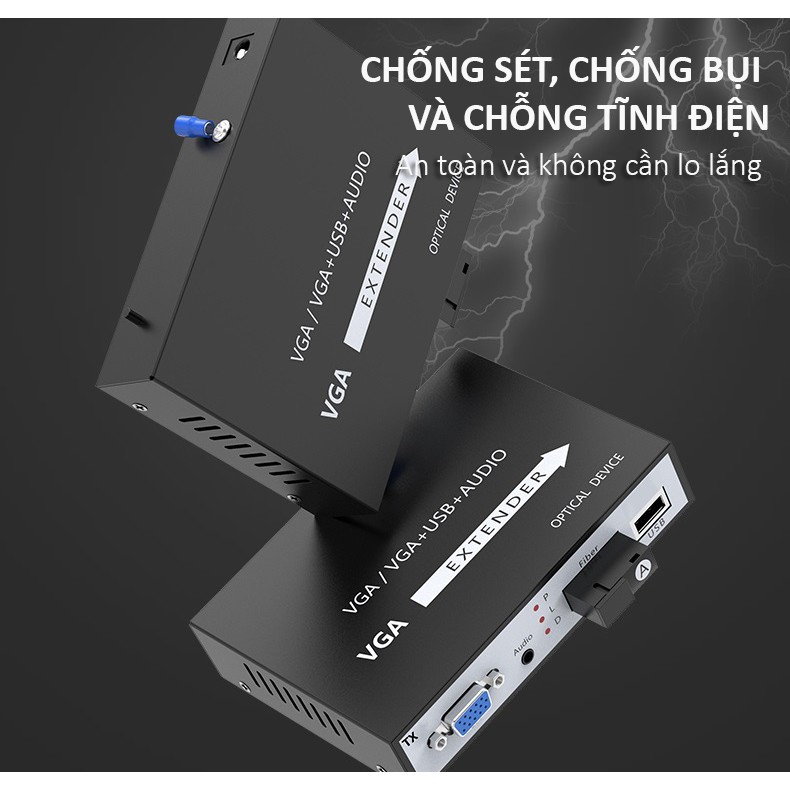 Bộ Kéo Dài VGA Và USB Qua Dây Quang Xa 20KM