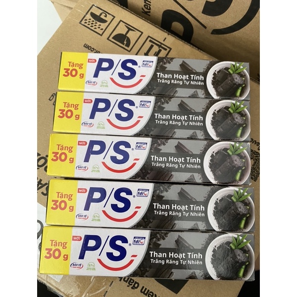 Combo 5 cây kem đánh răng P/S than hoạt tính 30g