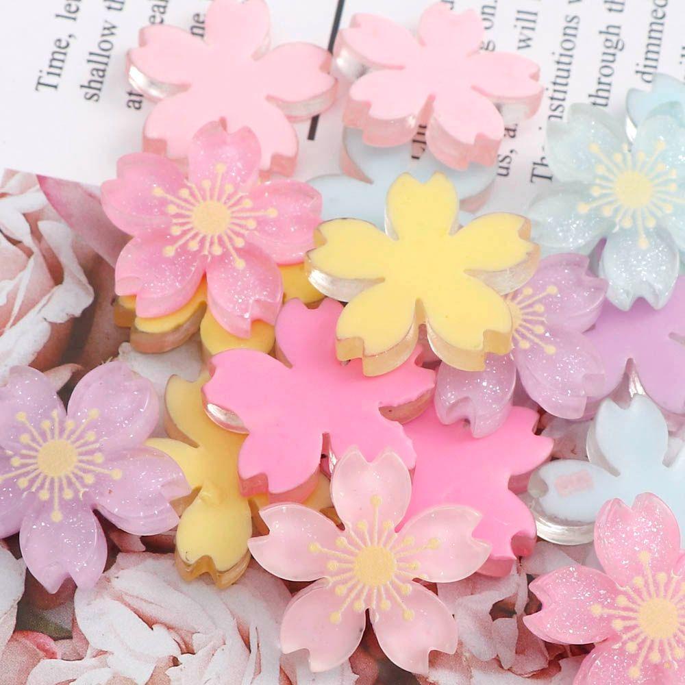 Set 20 Hoa Anh Đào Bằng Nhựa Resin Trang Trí Điện Thoại / Sổ Tay DIY