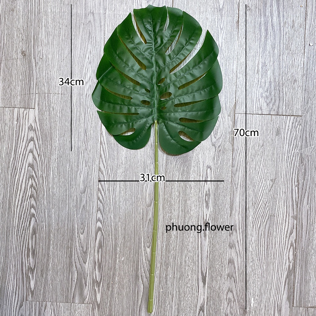 Lá trầu bà giả lá rùa nhân tạo size lớn 60cm trang trí nhà cửa decor văn phòng làm phông nền đạo cụ chụp ảnh giống thật