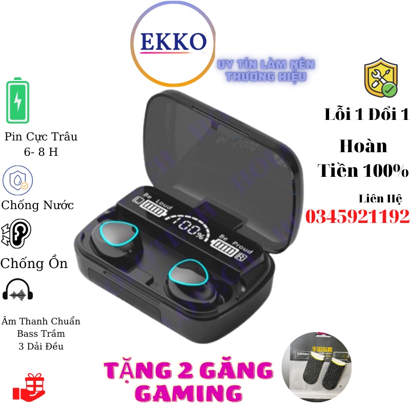 Tai Nghe Bluetooth M10 Pin Trâu Cảm Ứng Tự Động Kết Nối Chống Nước Chống Ồn, Âm Thanh Sắc Nét