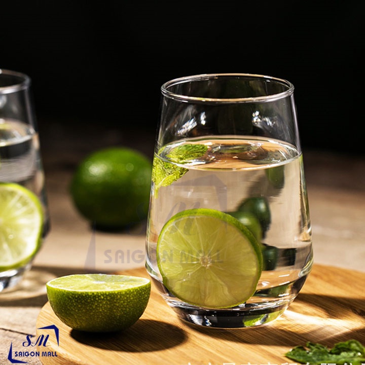 Bộ 6 ly thuỷ tinh oval lỡ hàng thuỷ tinh cao cấp ES7018-1, 6 cốc uống detox, sinh tố, sodo, uống vang cao cấp