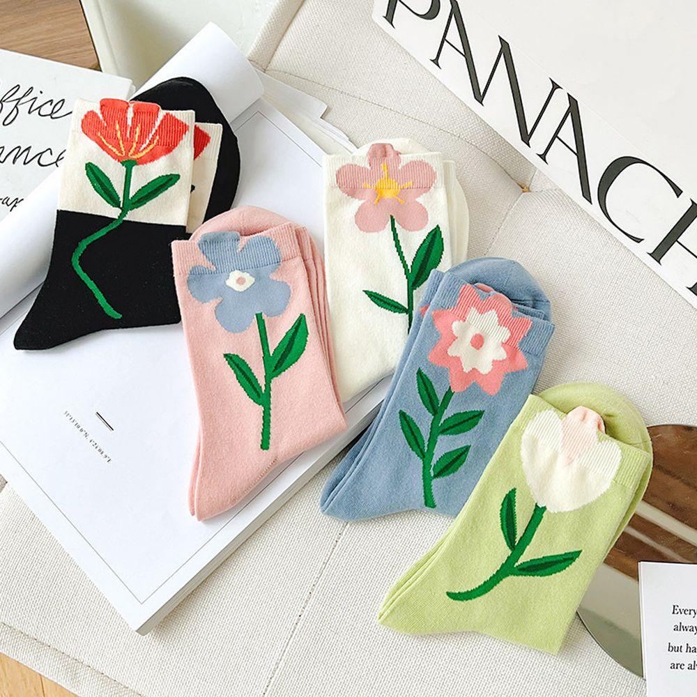 Vớ Nữ Họa Tiết Hoa Tulip Phong Cách Hàn Quốc Dễ Thương