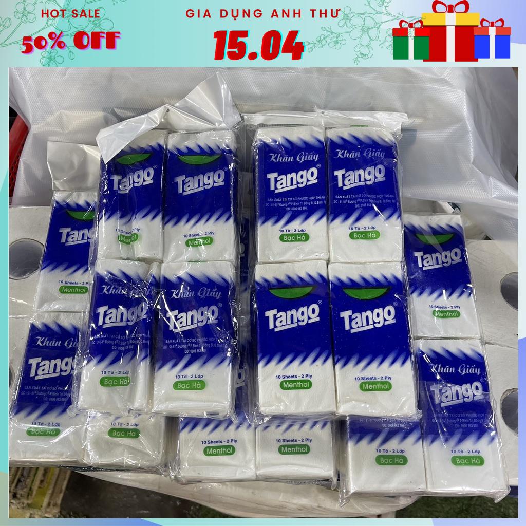 Com bo 4 bịch giấy Tango 10 tờ 2 lớp giá siêu rẻ - Khăn giấy tiện dụng dễ dang mang theo.