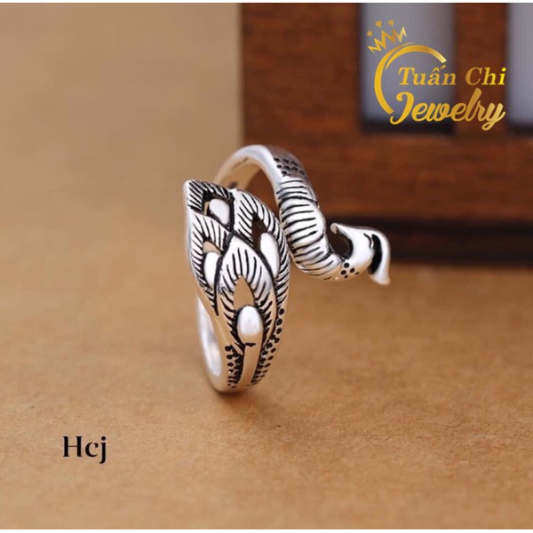 Nhẫn Bạc Nữ FREESHIP Nhẫn Nữ Đẹp Hình Con Công Sang Trọng, Cá Tính, Kiểu Dáng Hở Phù Hợp Mọi Size Tay