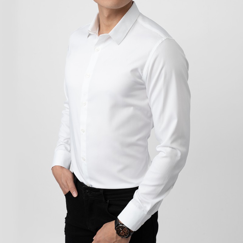 ÁO SƠ MI SLIMFIT TRƠN (TRẮNG) | BigBuy360 - bigbuy360.vn