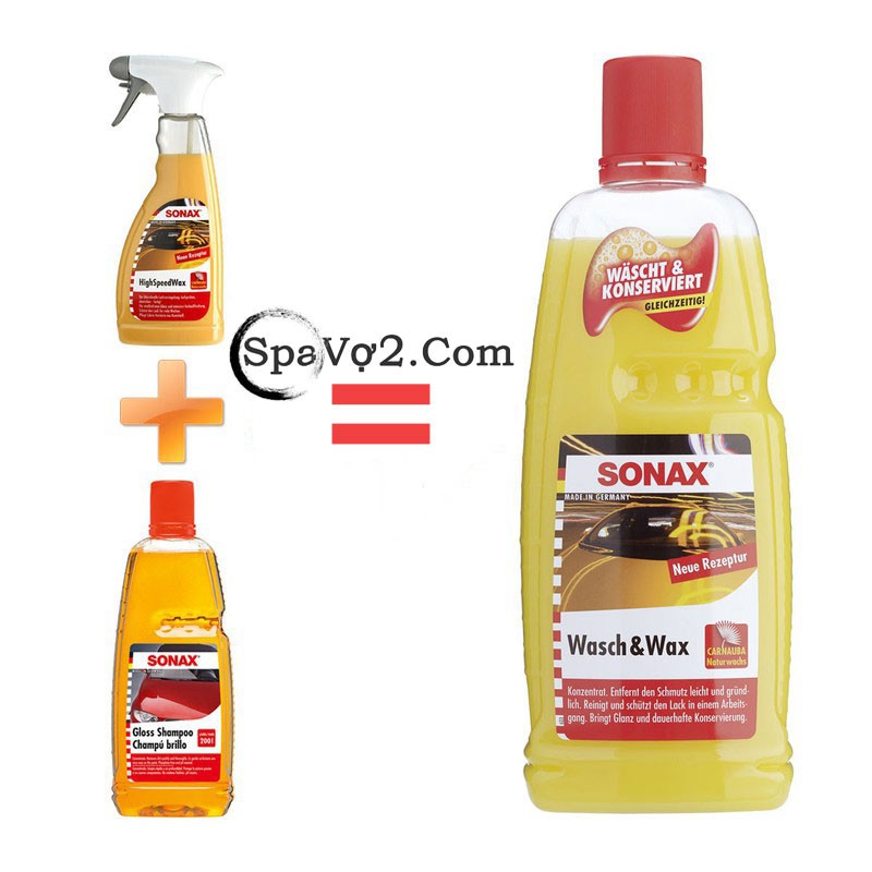 Nước rửa xe ô tô xe máy siêu bóng SONAX Wash &amp; Wax (Rửa &amp; Wax bóng sơn) - 313341