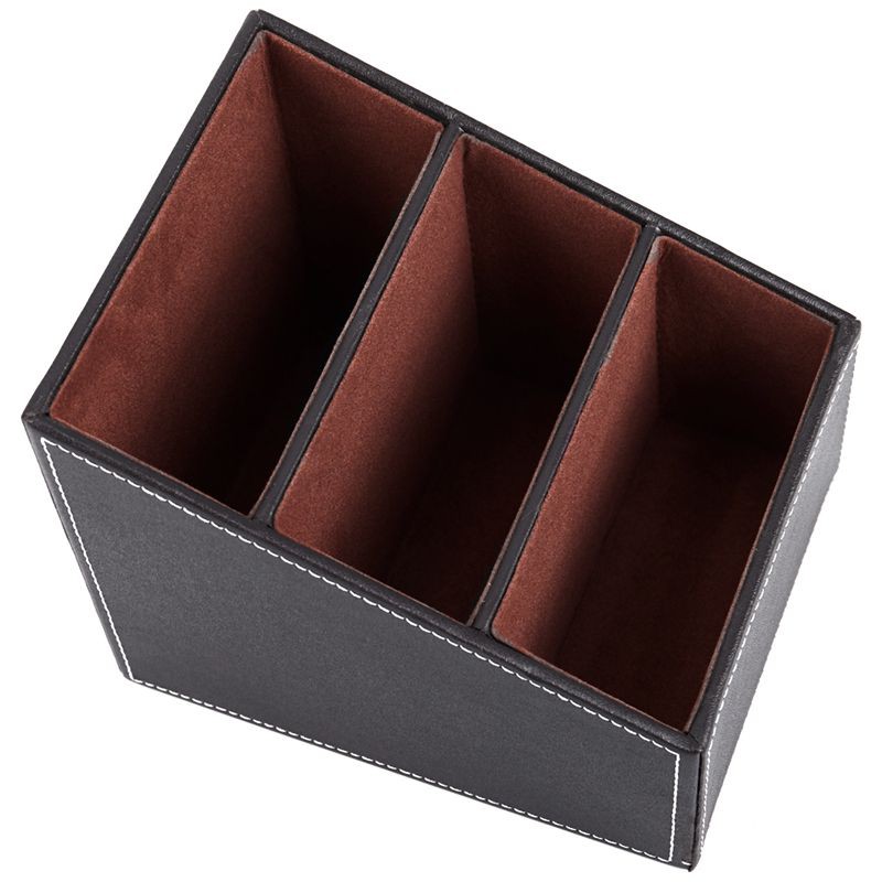 1pcs Leather Remote control CD organizer phone desktop Storage Box(Brown)