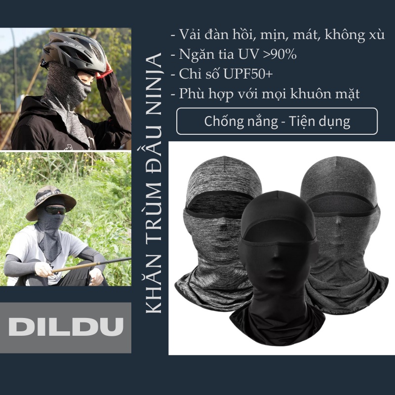 Khăn Trùm Đầu UPF 50+ Ninja Fullface Chống Nắng WU101 - Cản Tia Cực Tím - Thoáng Khí - Đàn Hồi | Phụ kiện đi phượt