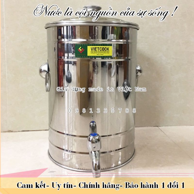 Bình đựng nước inox 25 lít inox 304 có vòi cao cấp VIETCOOK
