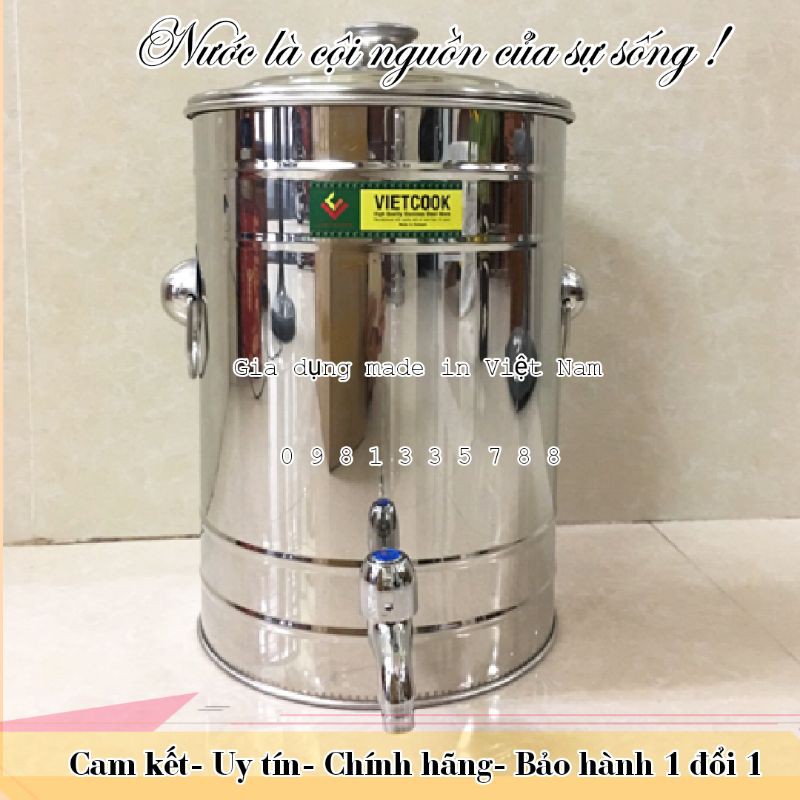 [VIETCOOK OFFICIAL] Bình đựng nước inox 20 lít inox 304 có vòi cao cấp VIETCOOK